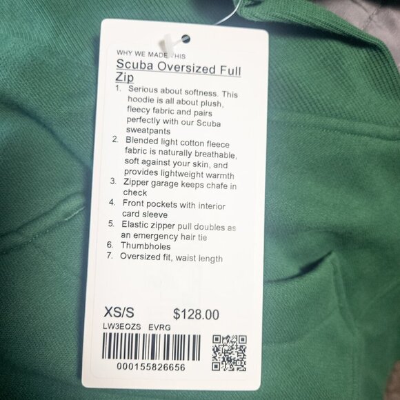 NWT Lululemon Scuba Oversized Full-Zip Hoodie - XS/S Everglade Green - Picture 6 of 8